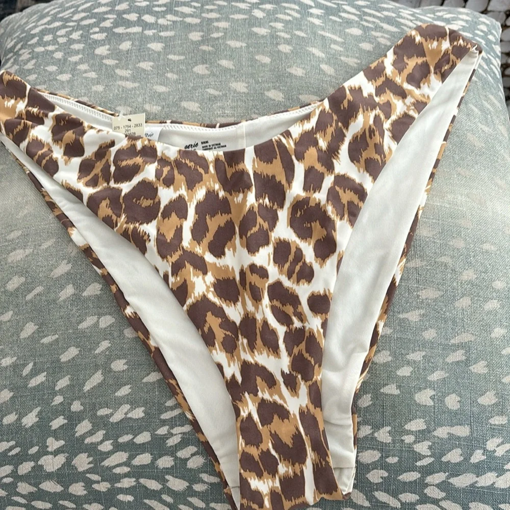 Aerie Super High Cut Leopard Bikini Bottoms